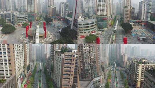 重庆城市街道轻轨景象高清在线视频素材下载