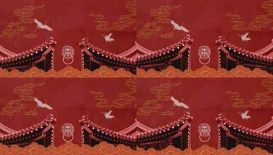 中式古建筑与飞鹤国风画面高清在线视频素材下载