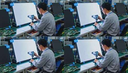 工人工厂内检测显示屏高清在线视频素材下载