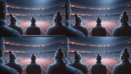 兵马俑注视体育场赛道历史与现代的交融高清在线视频素材下载