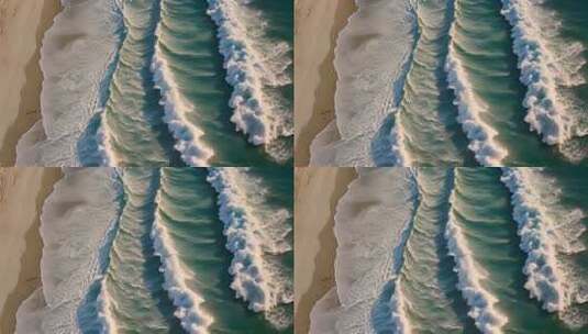 俯拍海浪拍打沙滩景象高清在线视频素材下载