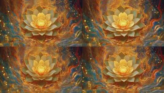 金色荷花粒子特效素材高清在线视频素材下载