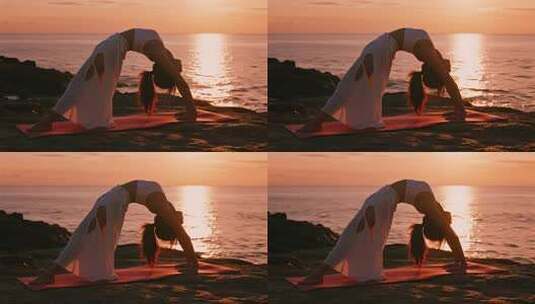 海边瑜伽健康生活方式视频高清在线视频素材下载