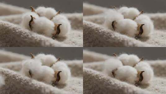 温暖治愈纯净棉花柔软针织特写画面高清在线视频素材下载