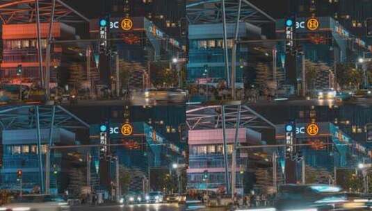 8K城市商圈广州粤海天河城街道人流车流延时高清在线视频素材下载