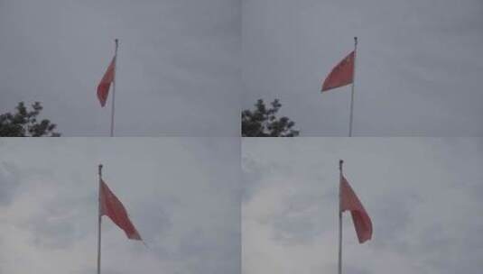 广东农村旗杆国旗高清在线视频素材下载