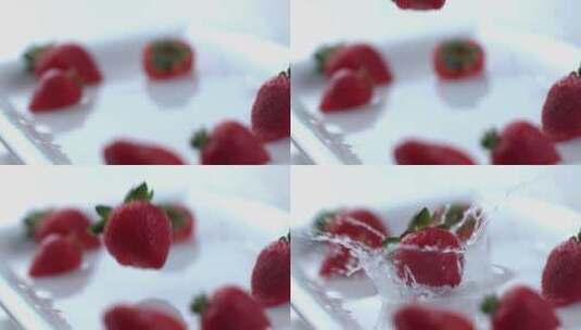 慢动作近距离拍摄草莓高清在线视频素材下载