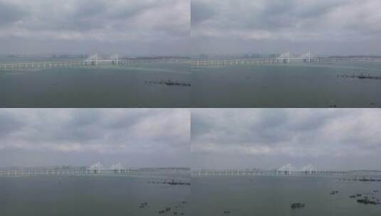 泉州湾跨海大桥航拍海上大桥大海桥梁高清在线视频素材下载