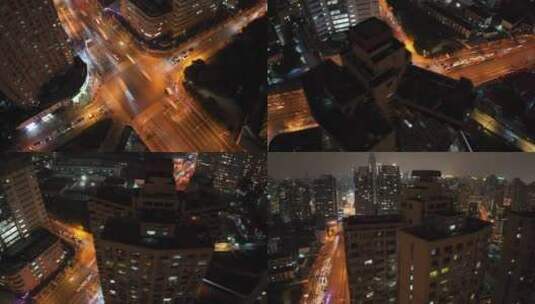 俯拍上海徐汇区宜山路夜景高清在线视频素材下载