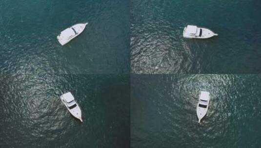 旋转俯拍海面上的海钓船高清在线视频素材下载