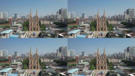 广州哥特建筑石室圣心大教堂高清在线视频素材下载