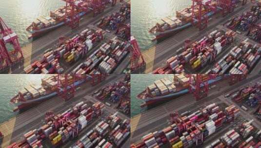 航拍中国香港青衣货柜码头进出口物流中心高清在线视频素材下载