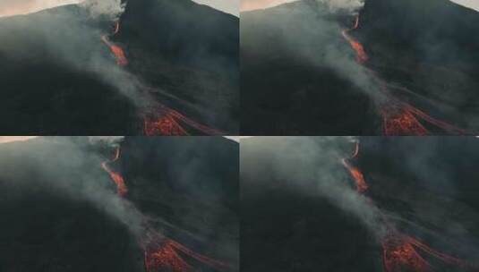 航拍冰岛活火山 岩浆涌动高清在线视频素材下载