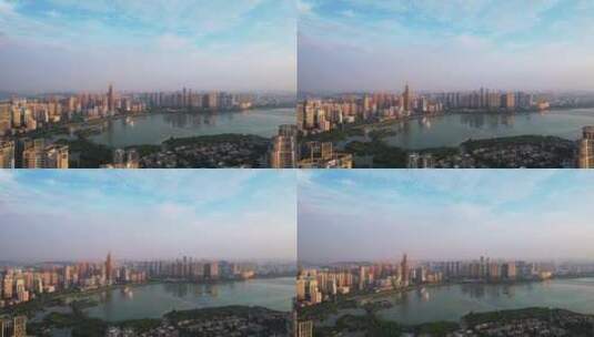 航拍湖北武汉沙湖湖景自然风光高清在线视频素材下载