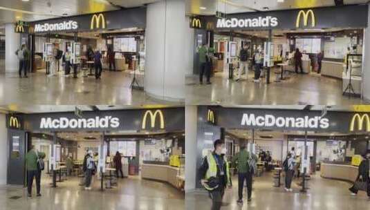 北京首都国际机场t2航站楼的麦当劳餐厅高清在线视频素材下载