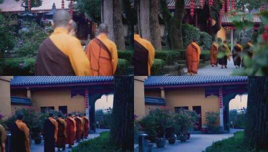 寺庙和尚僧人下早课视频合集高清在线视频素材下载