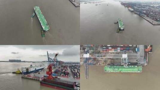 广州轮船货轮出港入港航拍实拍4K素材高清在线视频素材下载