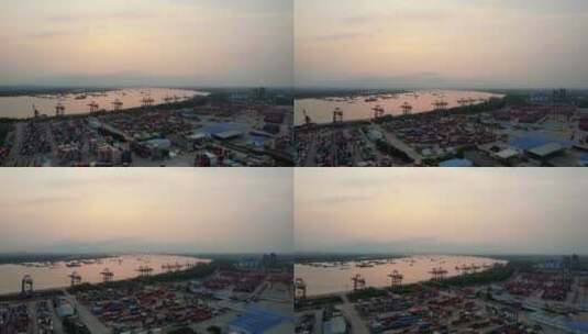 航拍城市物流港口码头集装箱高清在线视频素材下载