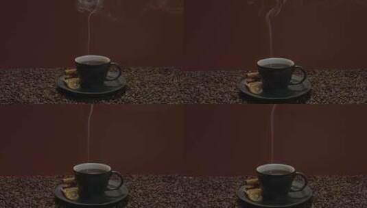 制作好的咖啡冒热气高清在线视频素材下载