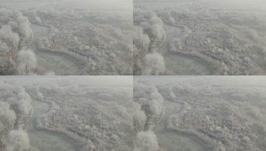 中国北方冬季雾凇冰雪冬至大寒唯美户外航拍高清在线视频素材下载