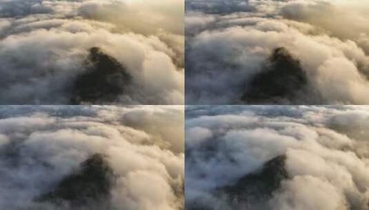 山峰云雾缭绕云海航拍雨后山上雾气森林风景高清在线视频素材下载
