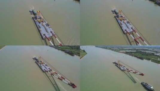4k航拍起重船吊机特种作业船高清在线视频素材下载