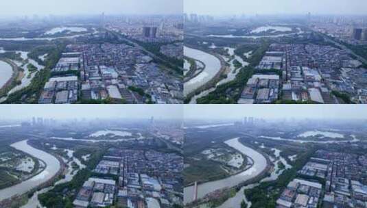 广州海珠国家湿地公园与城市河流航拍风光高清在线视频素材下载