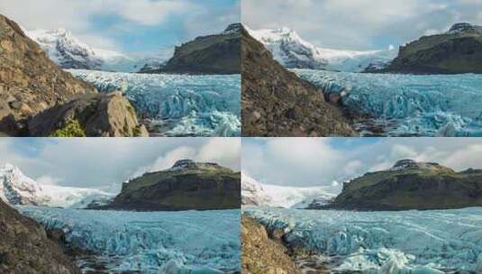 冰岛Svinafellsjokull冰川的时间推移高清在线视频素材下载