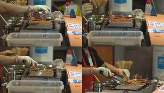 4K街边小吃特色苕皮豆干制作过程实拍视频高清在线视频素材下载