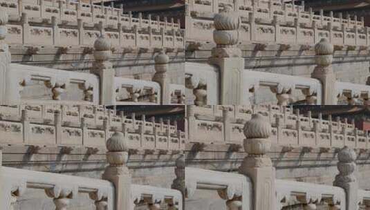 故宫皇家建筑紫禁城排列的石柱高清在线视频素材下载