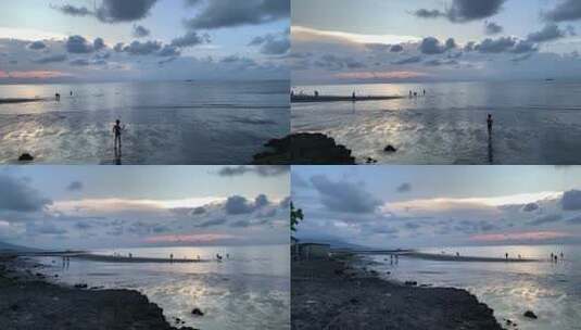 夕阳的海边高清在线视频素材下载