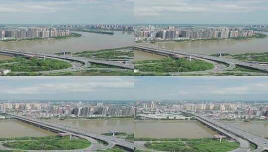 衡阳市湘江大桥城市航拍高清在线视频素材下载
