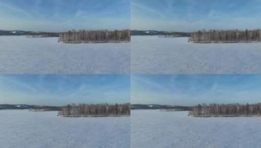 内蒙古呼伦贝尔根河市雪原森林自然风光航拍高清在线视频素材下载