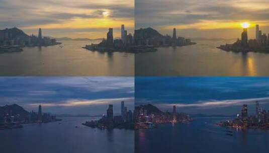 4K 香港维多利亚港 落日延时高清在线视频素材下载