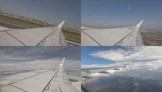 长沙黄花机场飞机起飞滑行穿破云层降落高清在线视频素材下载