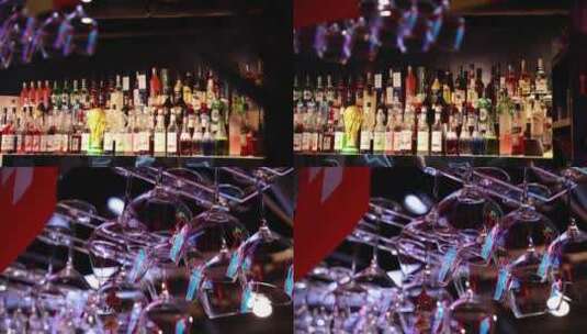 酒吧吧台 酒杯高清在线视频素材下载