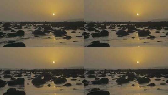 日落时的岩石海岸高清在线视频素材下载