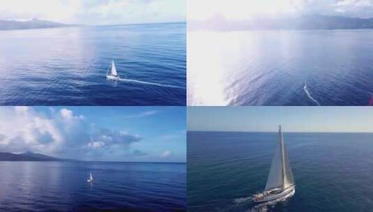 帆船扬帆远航未来商业成功发展航海梦想海面高清在线视频素材下载