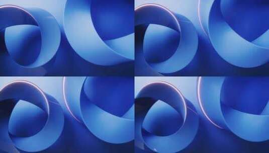 蓝色曲面几何体背景3D渲染高清在线视频素材下载