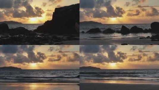 平潭海岛清晨日出航拍高清在线视频素材下载