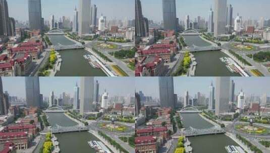 航拍天津解放桥高清在线视频素材下载
