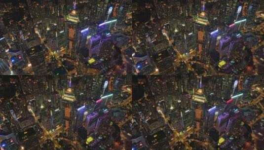 香港中环广场夜景航拍视频4K30P高清在线视频素材下载