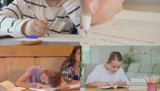【合集】学生写作业考试高清在线视频素材下载