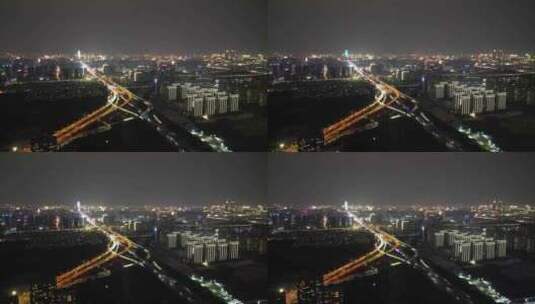 航拍河南郑州中州大道立交桥夜景高清在线视频素材下载