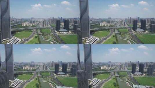 浙江杭州滨江区高楼商务建筑航拍高清在线视频素材下载