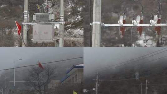 西藏农村电网电箱电线杆空镜高清在线视频素材下载