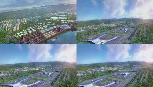 三维飞机场港口西部大开发高清在线视频素材下载