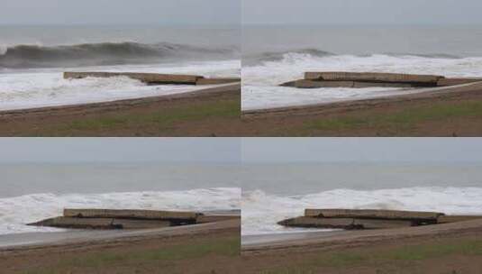 巨浪冲击海岸高清在线视频素材下载