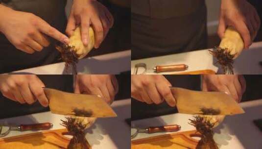厨师削莲藕皮切藕条 (2)高清在线视频素材下载