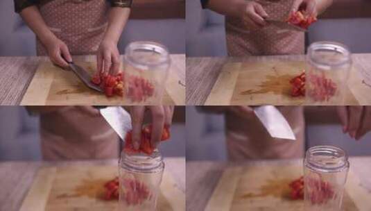 厨师榨汁制作番茄汁 (2)高清在线视频素材下载